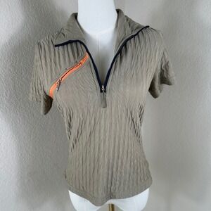 Jamie Sadock Hugger Polo Shirt Womens S Tan Sporty Gorpcore Golf Athleisure Top